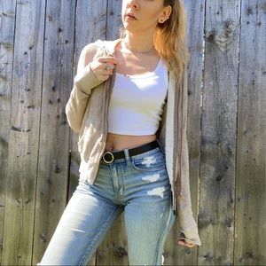 Forever 21 Heather Tan Zip Up Hoodie